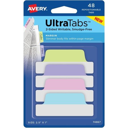 AVERY Tabs, Repos, 2.5X1, Pstl, 48Pk AVE74867